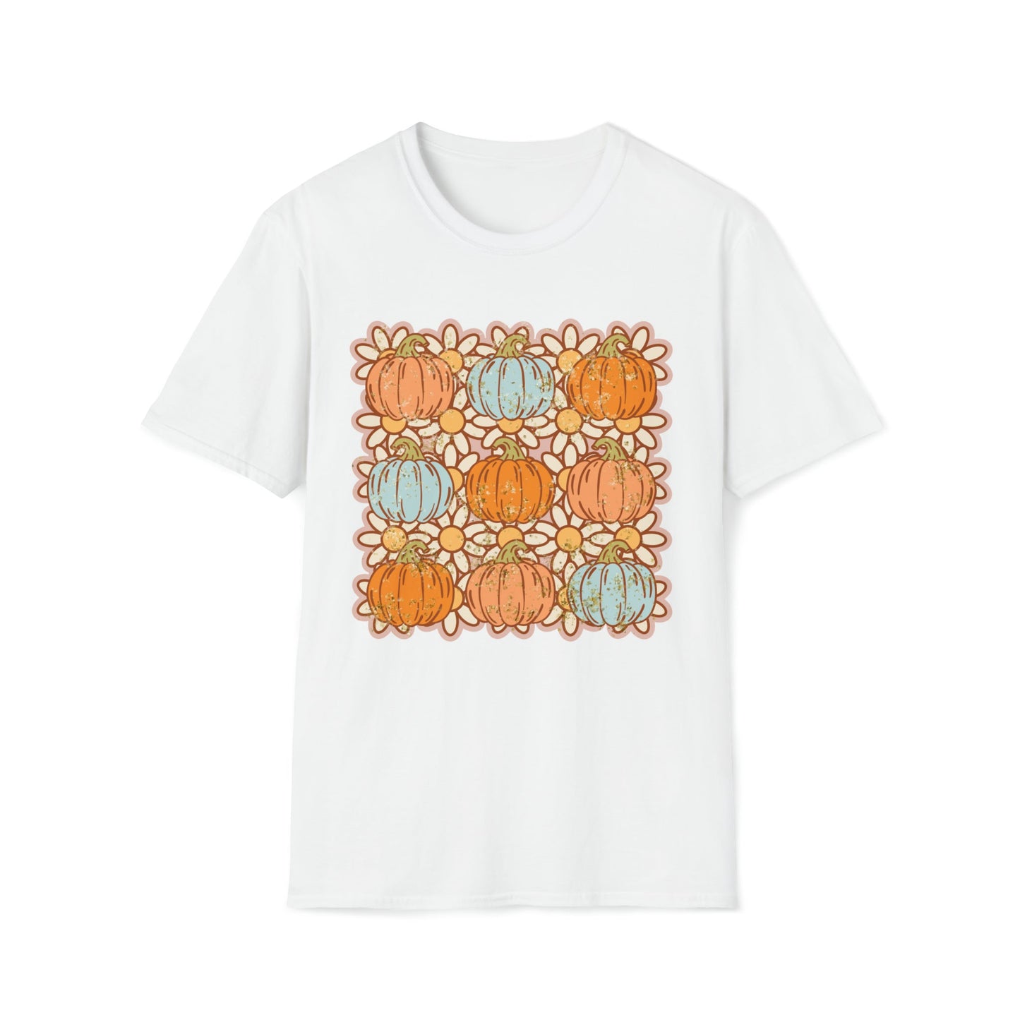 Vintage Pumpkins and Daisies Softstyle T-Shirt