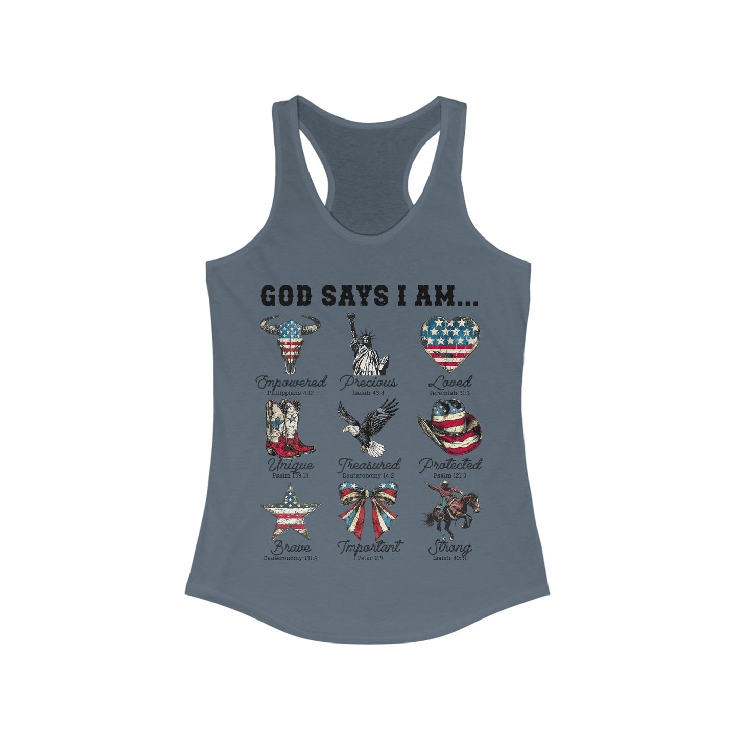 God Says I Am …. Women's Ideal Racerback Tank