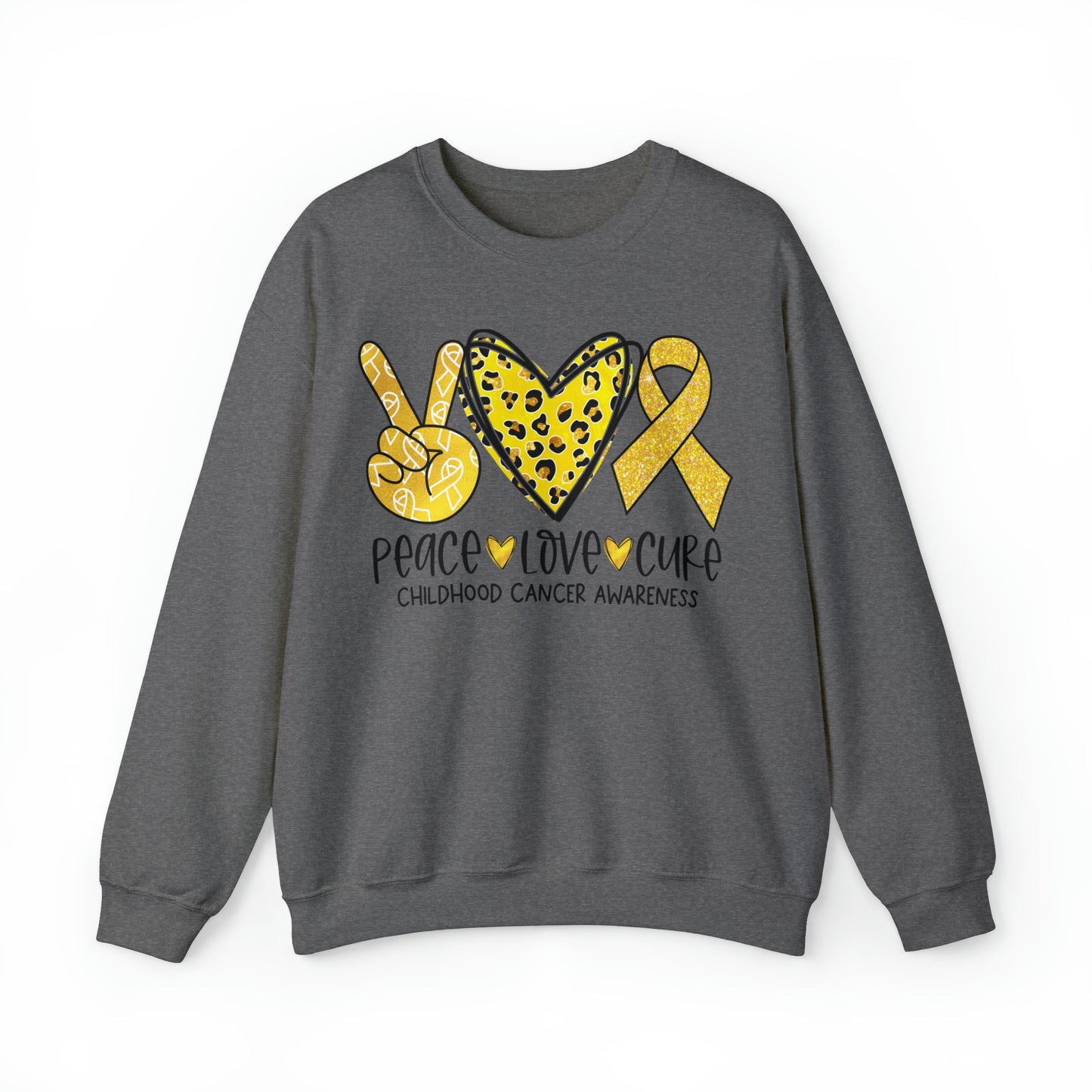 Peace Love Cure Childhood Cancer Heavy Blend™ Crewneck Sweatshirt