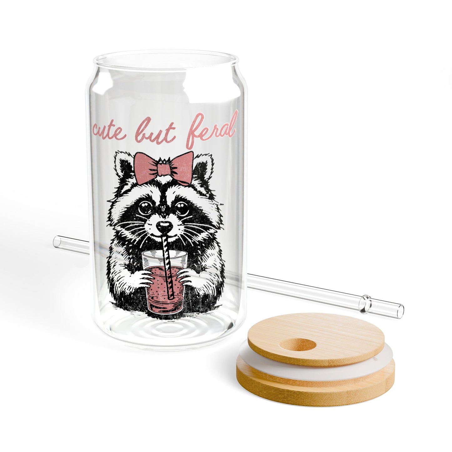 Cute But Feral Sipper Glass, 16oz