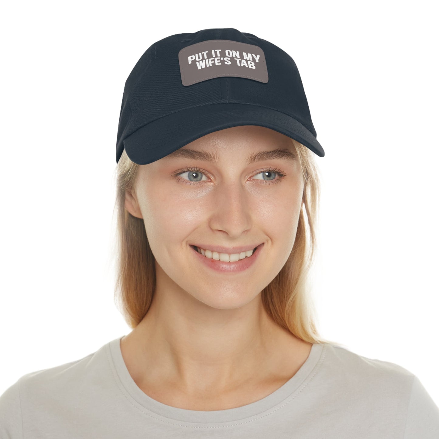 Wife’s Tab -Dad Hat with Leather Patch (Rectangle)