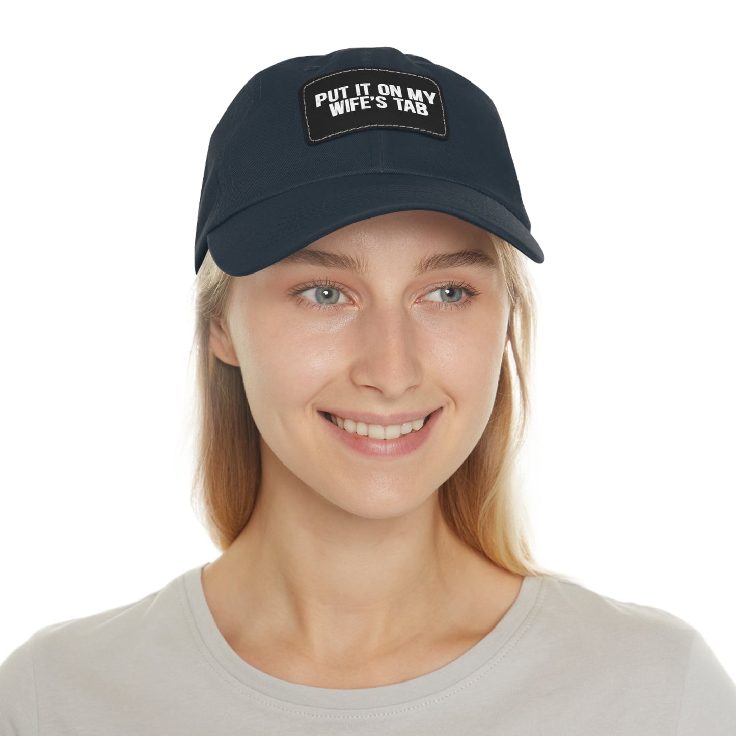 Wife’s Tab -Dad Hat with Leather Patch (Rectangle)