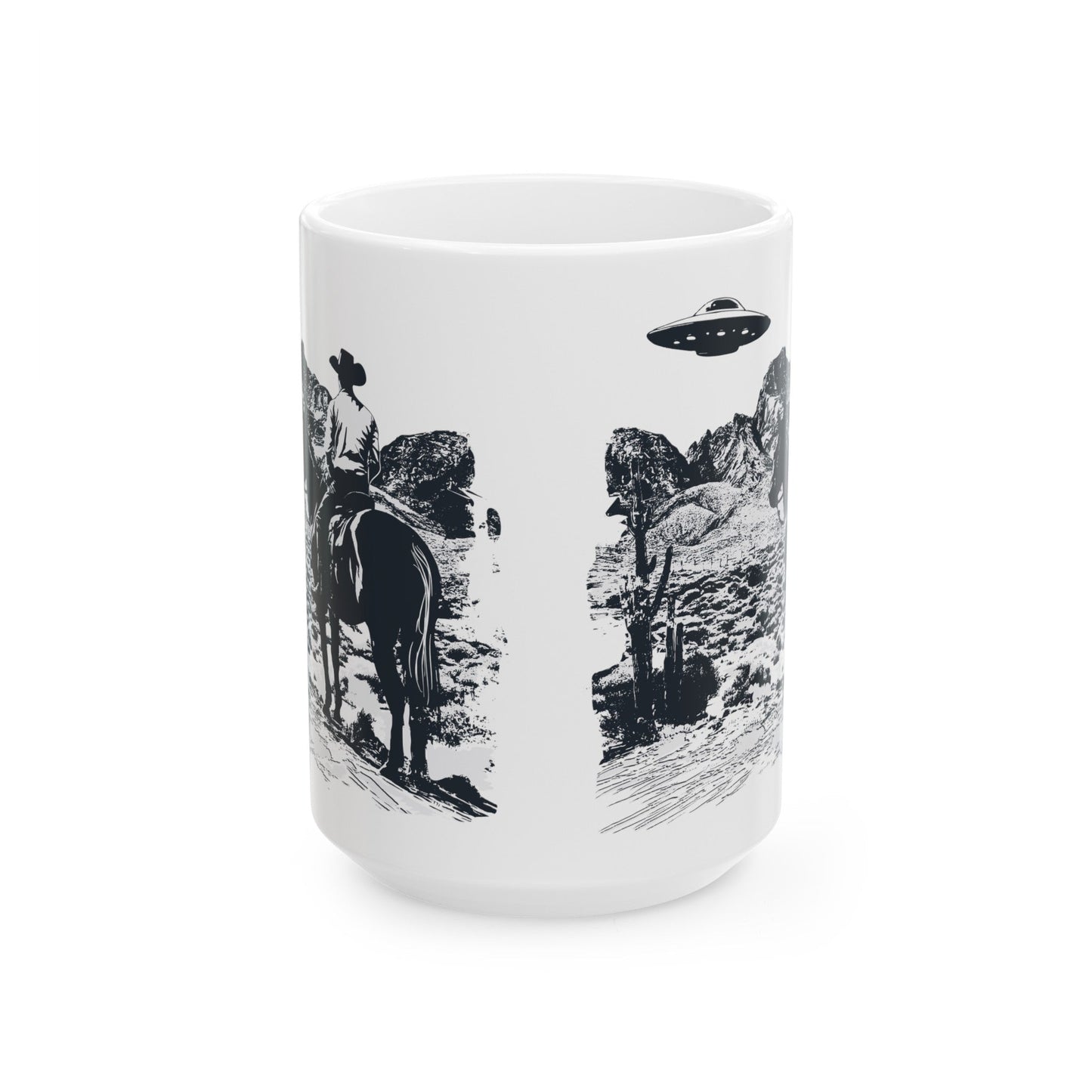 Cowboy UFO Ceramic Mug, (11oz, 15oz)