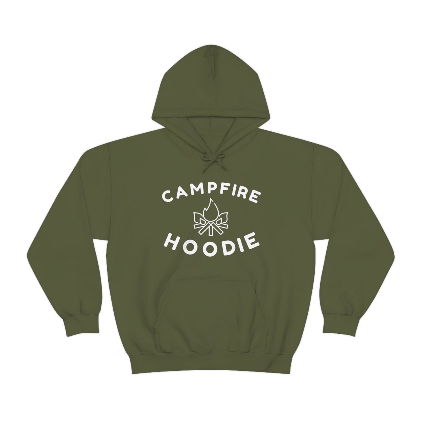 Campfire Hoodie White Print Heavy Blend™ Hooded Sweatshirt