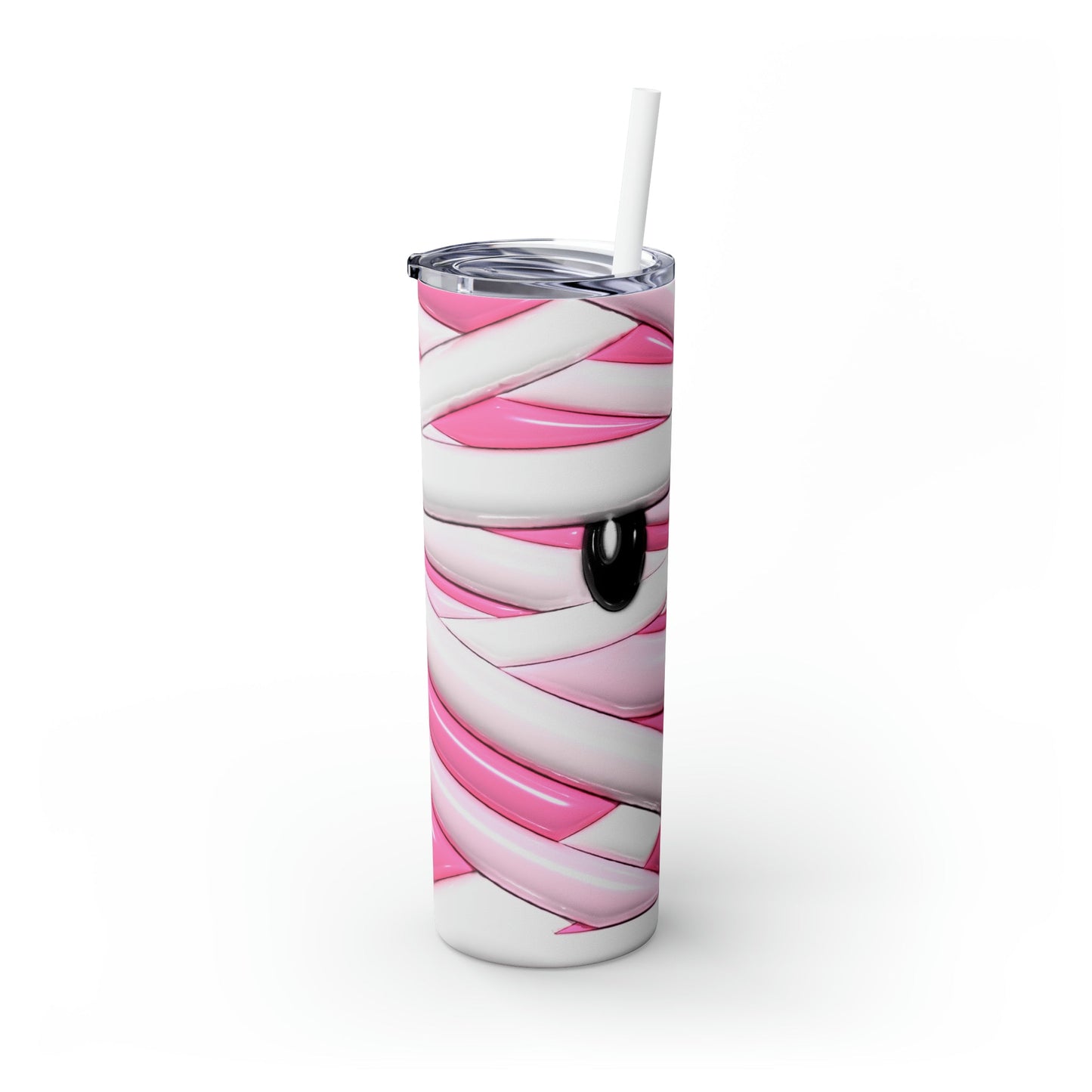 Inflated Pink Mummy Skinny Tumbler with Straw, 20oz