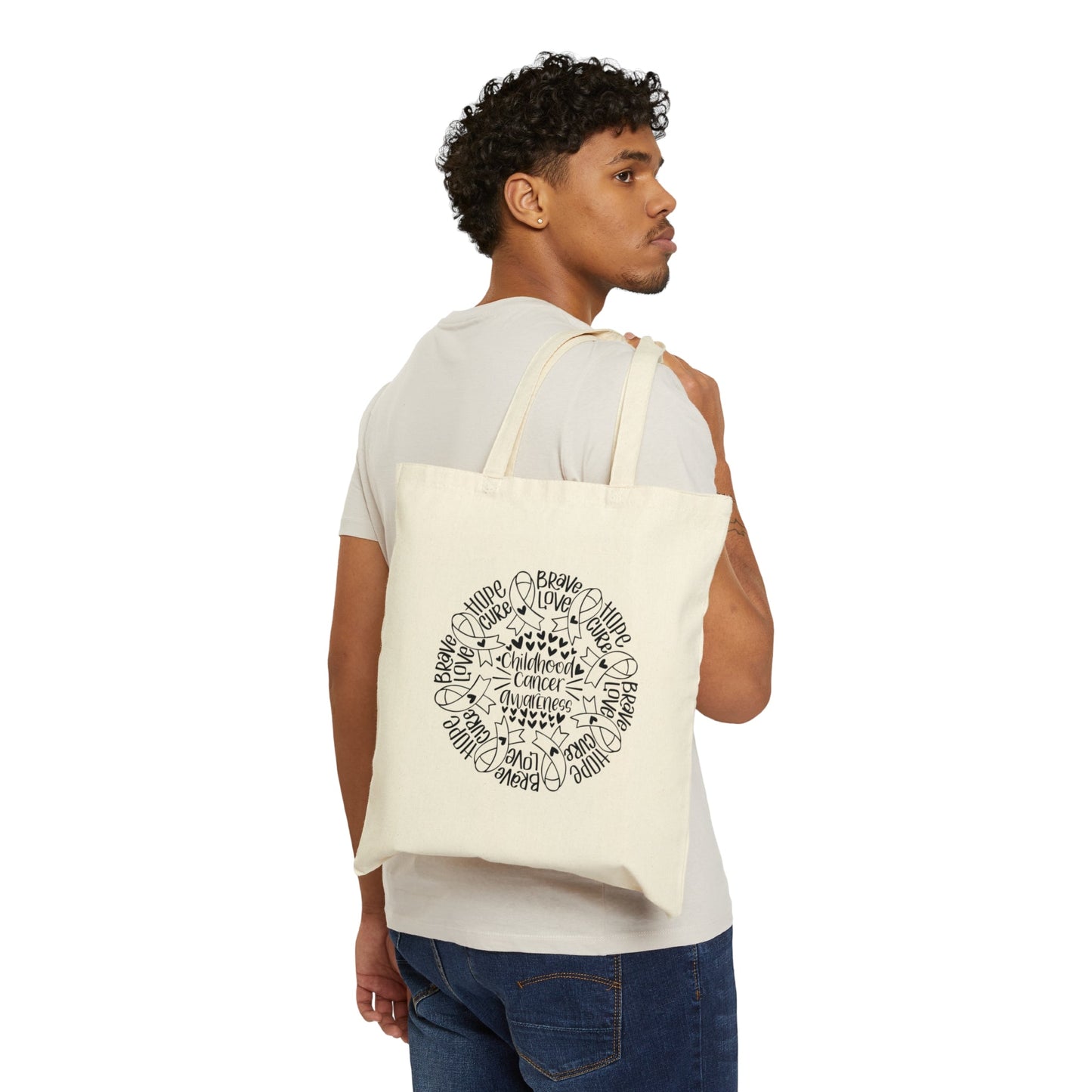 Childhood Cancer Awareness Mandala Cotton Canvas Tote Bag