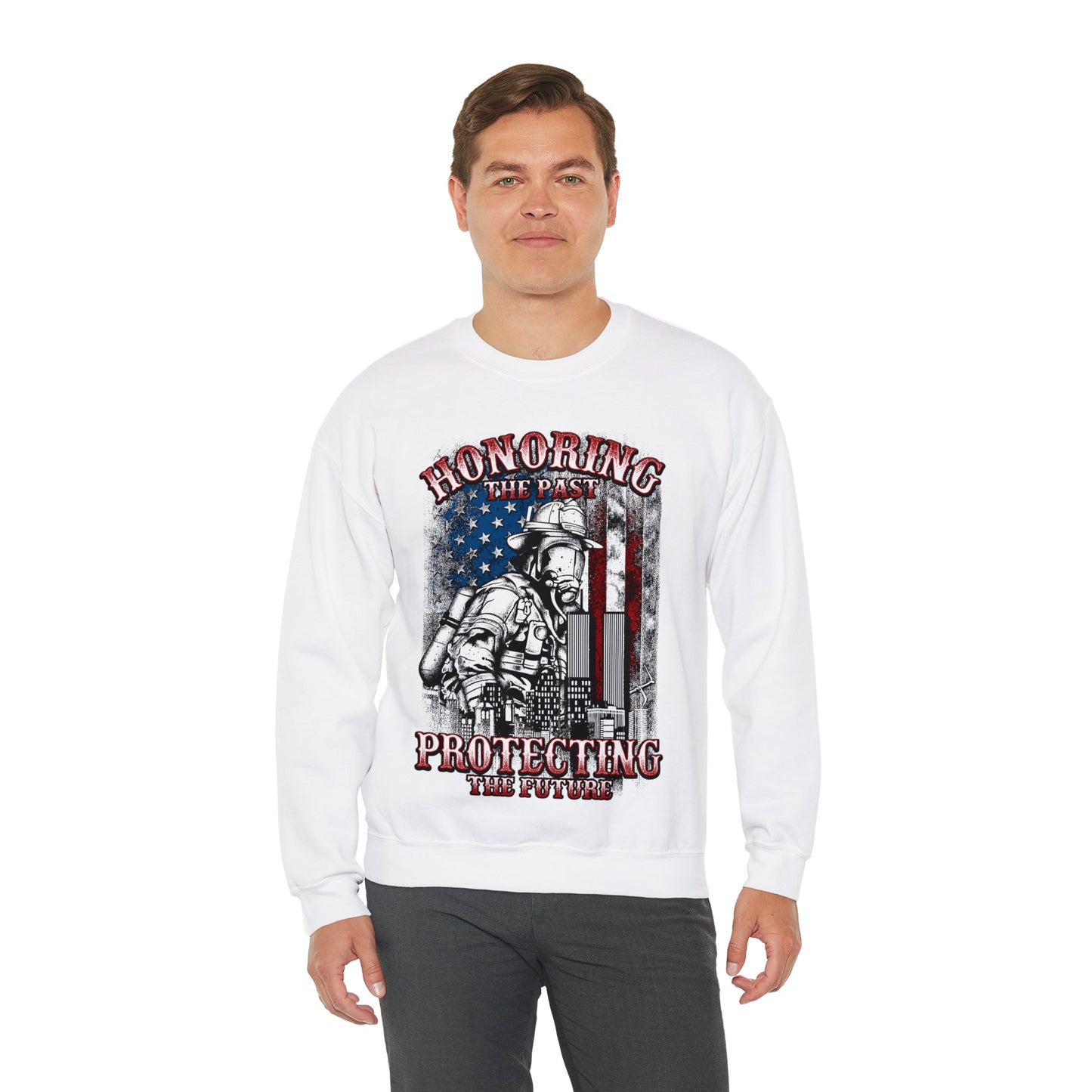 Firefighter Honoring and Protecting Heavy Blend™ Crewneck Sweatshirt