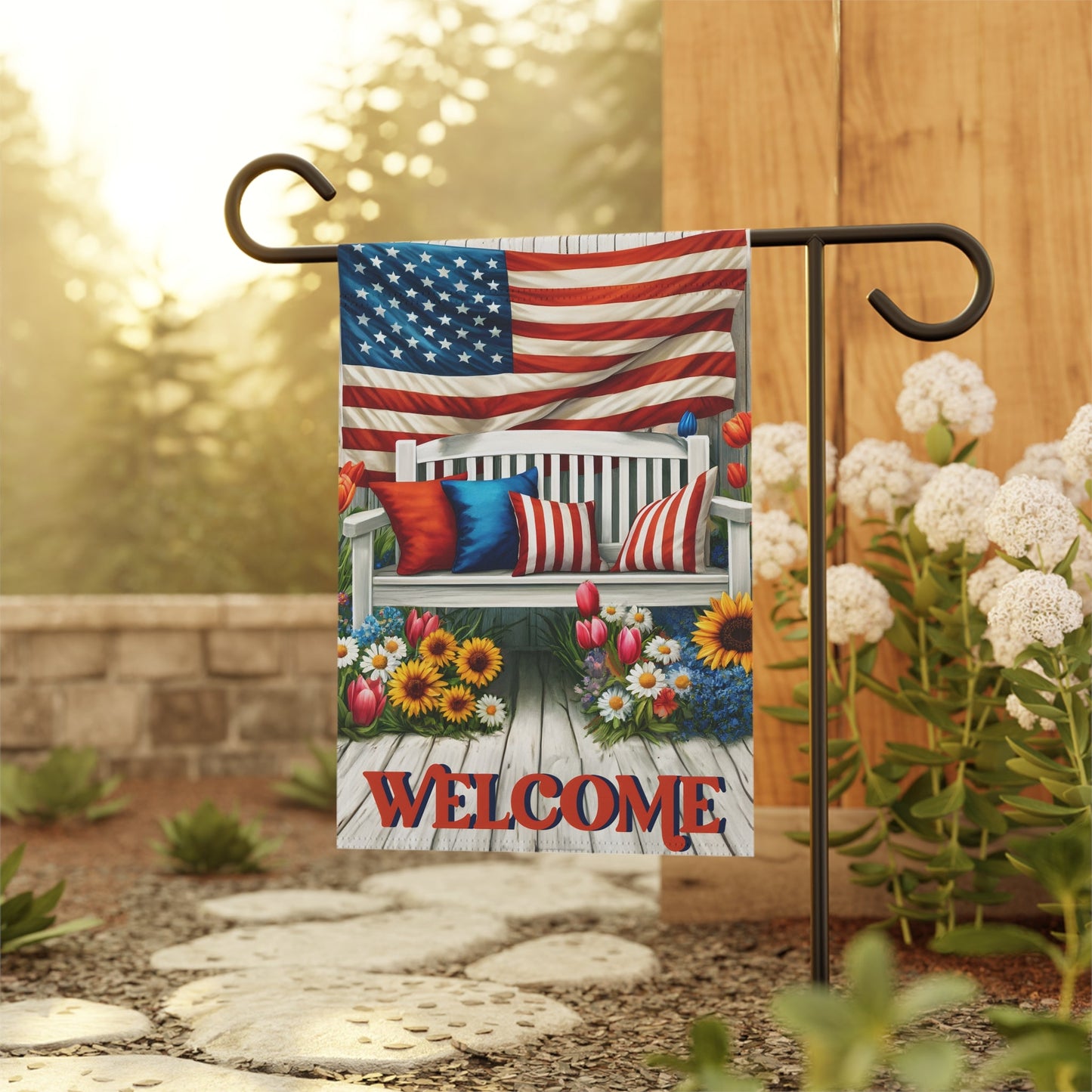 Welcome Bench Garden & House Banner