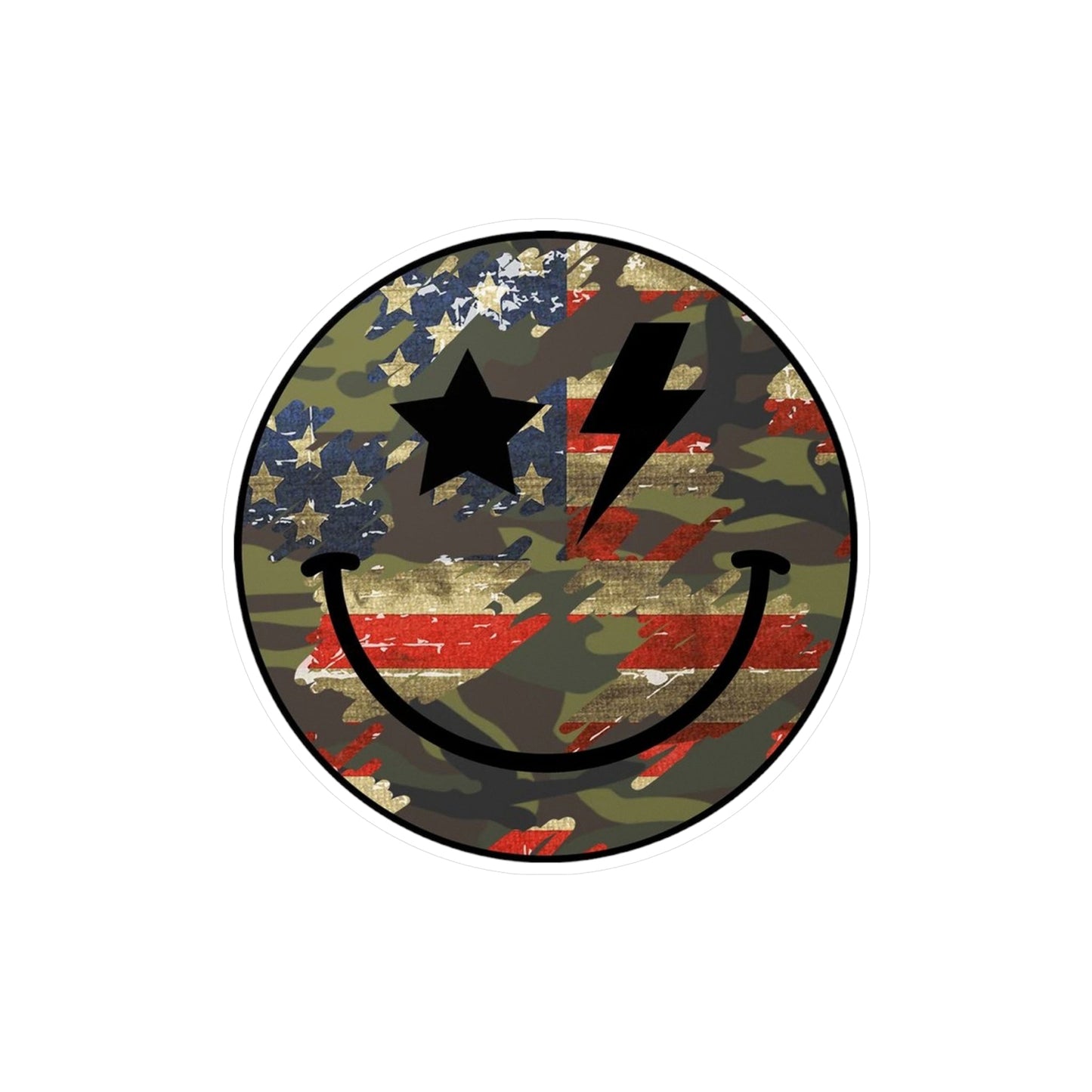 Camo and Flag Smile Sticker