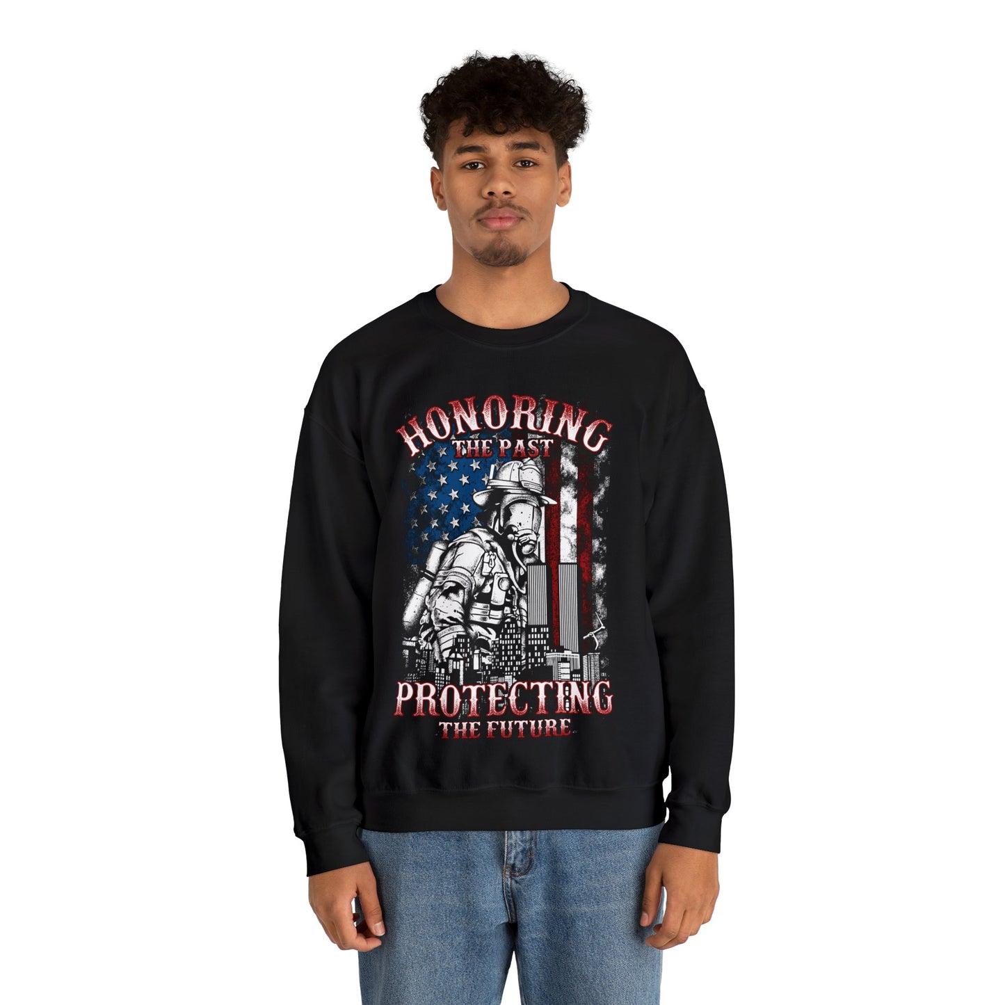 Firefighter Honoring and Protecting Heavy Blend™ Crewneck Sweatshirt