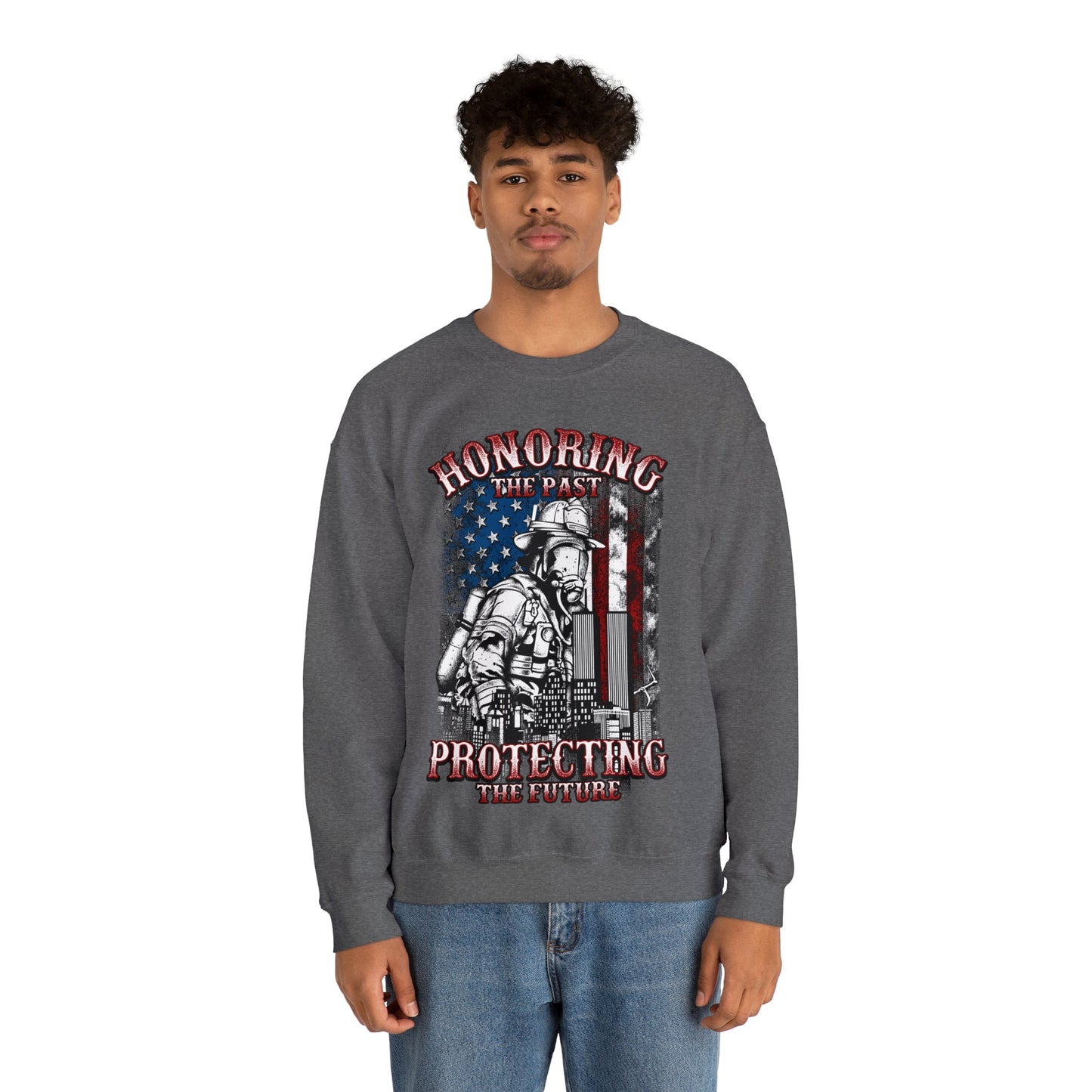 Firefighter Honoring and Protecting Heavy Blend™ Crewneck Sweatshirt