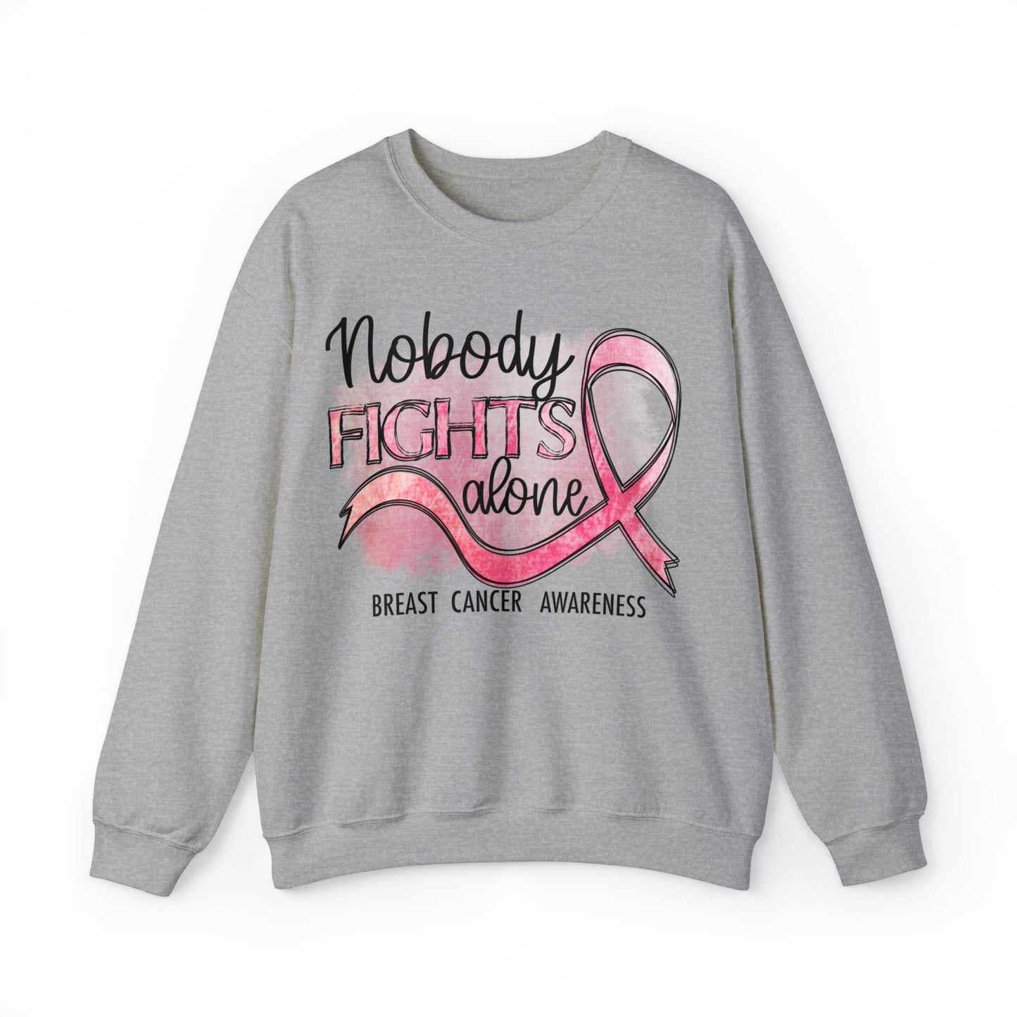 No One Fights Alone Breast Cancer Awareness Heavy Blend™ Crewneck Sweatshirt