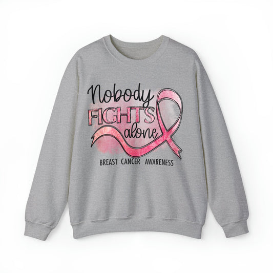 No One Fights Alone Breast Cancer Awareness Heavy Blend™ Crewneck Sweatshirt