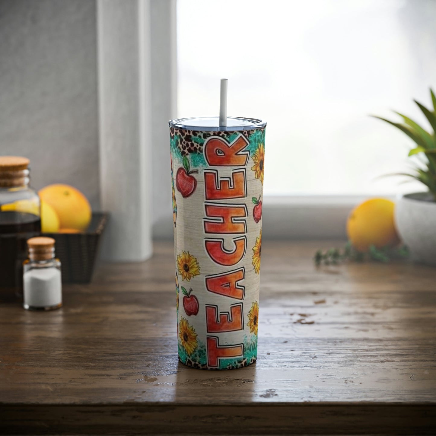 Teacher Sunflower Skinny Tumbler 20oz