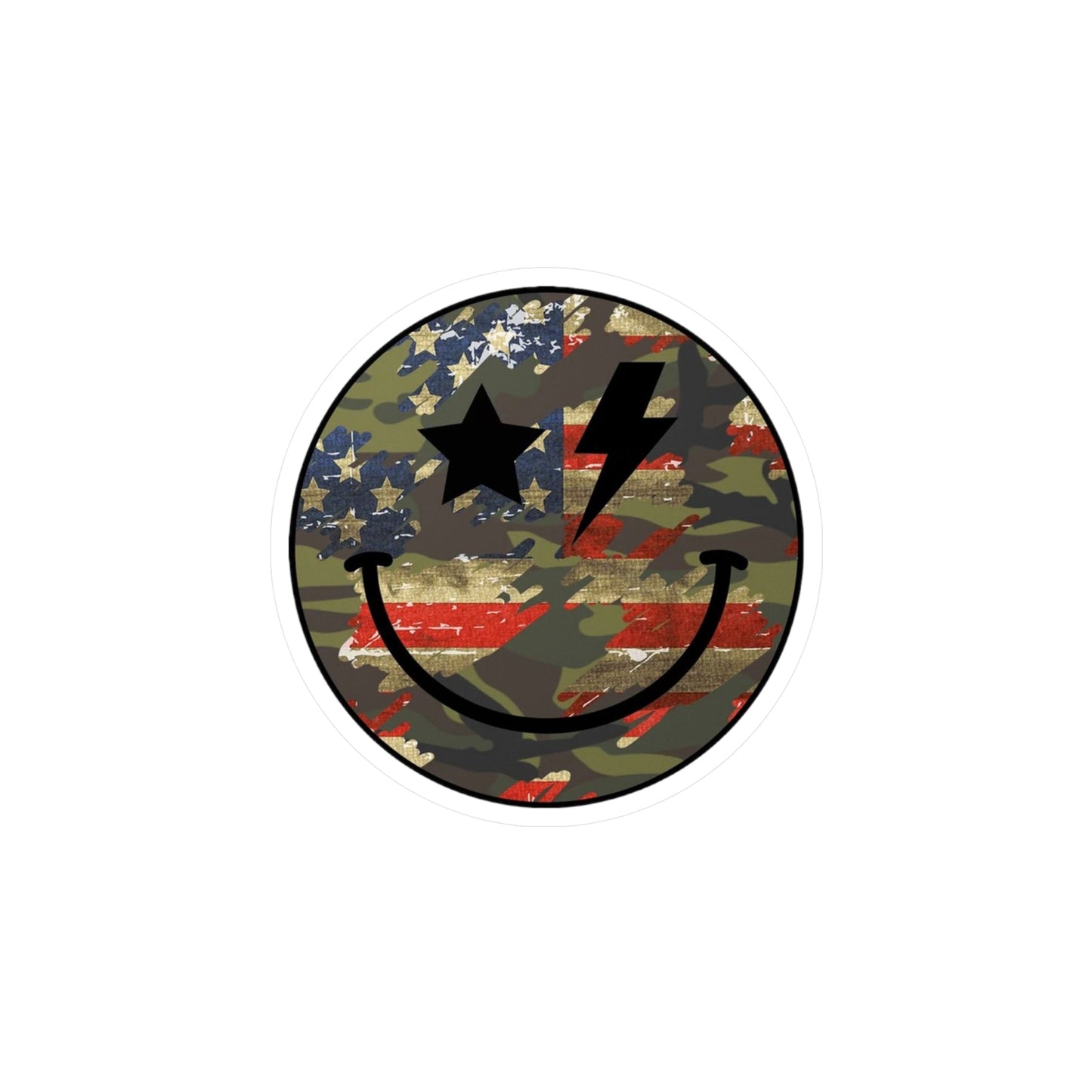 Camo and Flag Smile Sticker