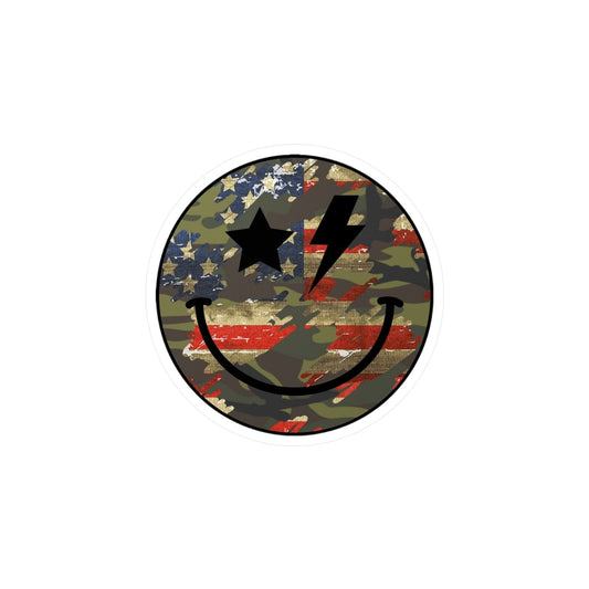 Camo and Flag Smile Sticker