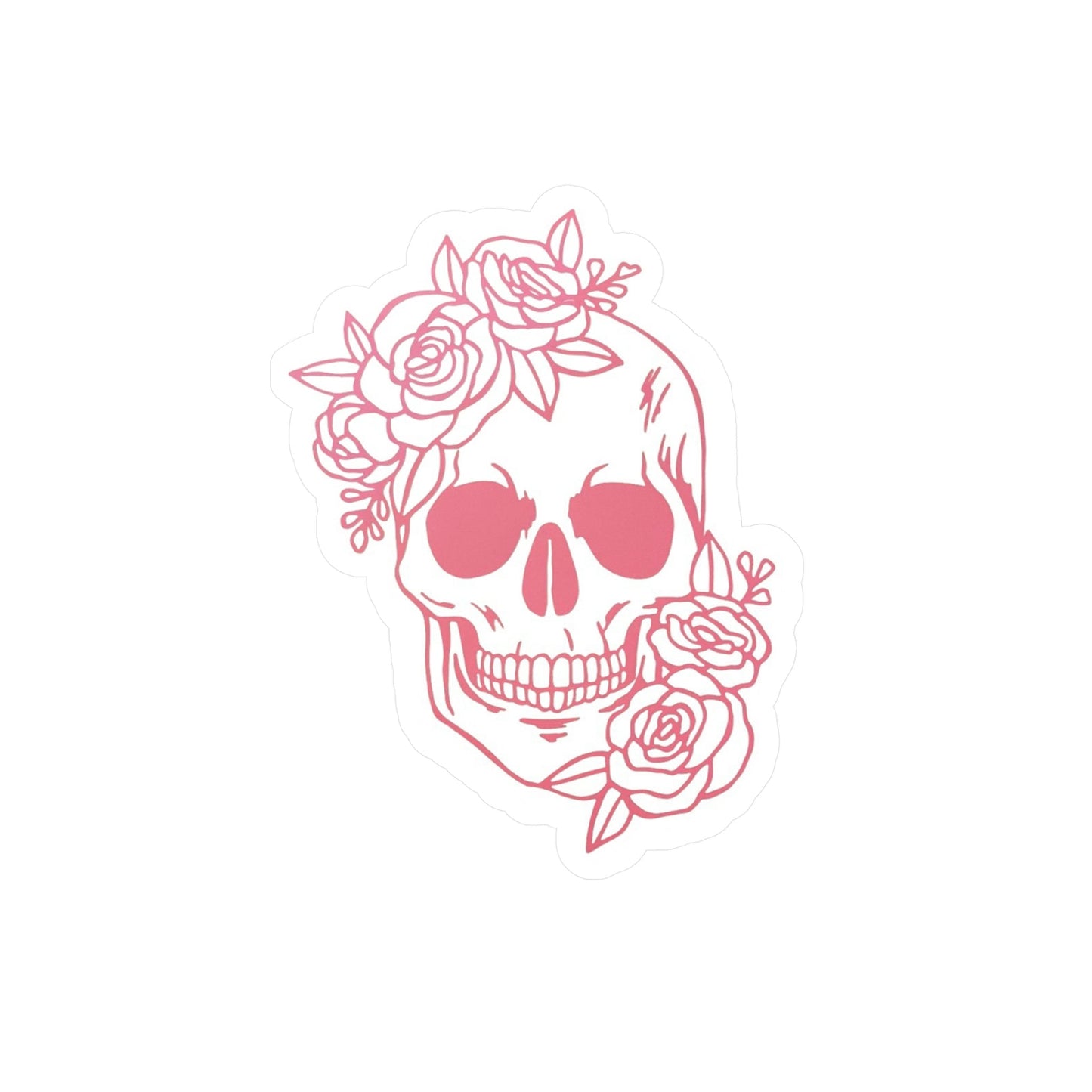 Pink Floral Skull Sticker