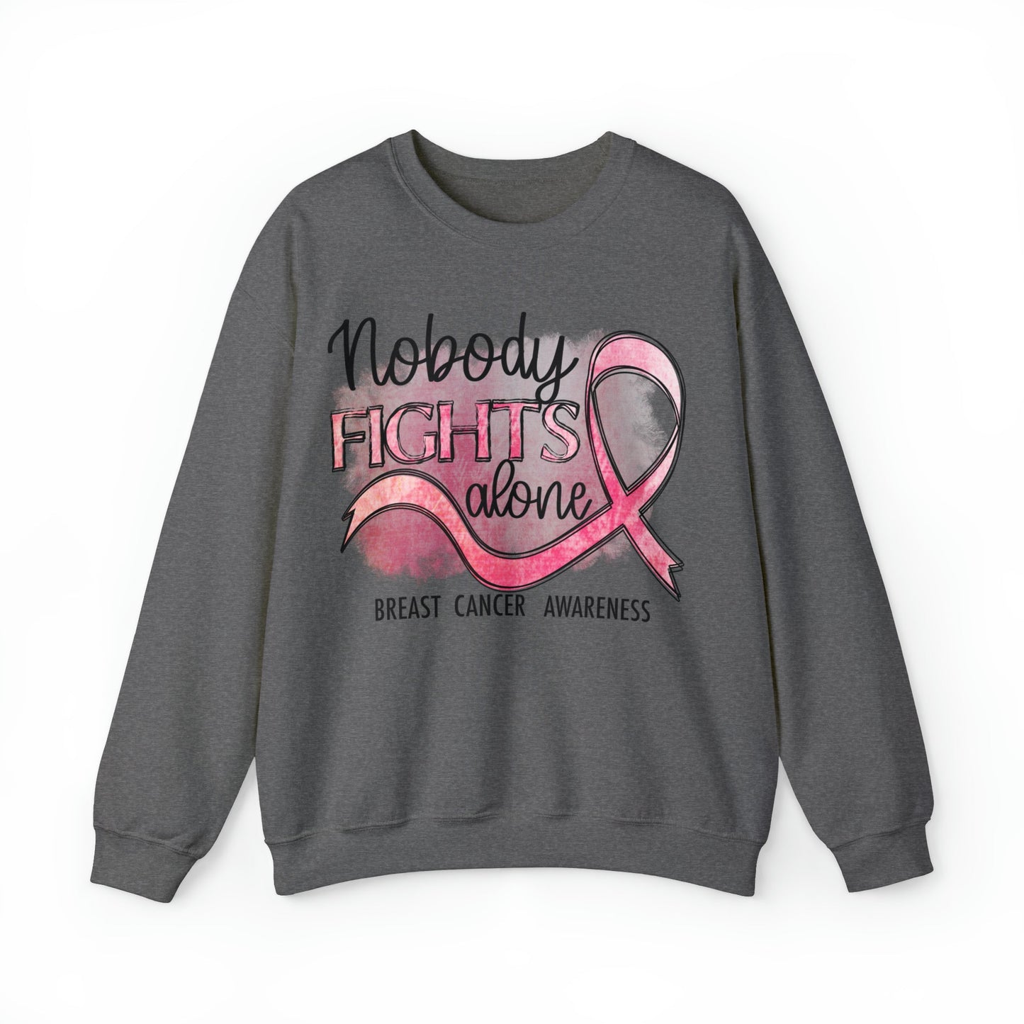 No One Fights Alone Breast Cancer Awareness Heavy Blend™ Crewneck Sweatshirt