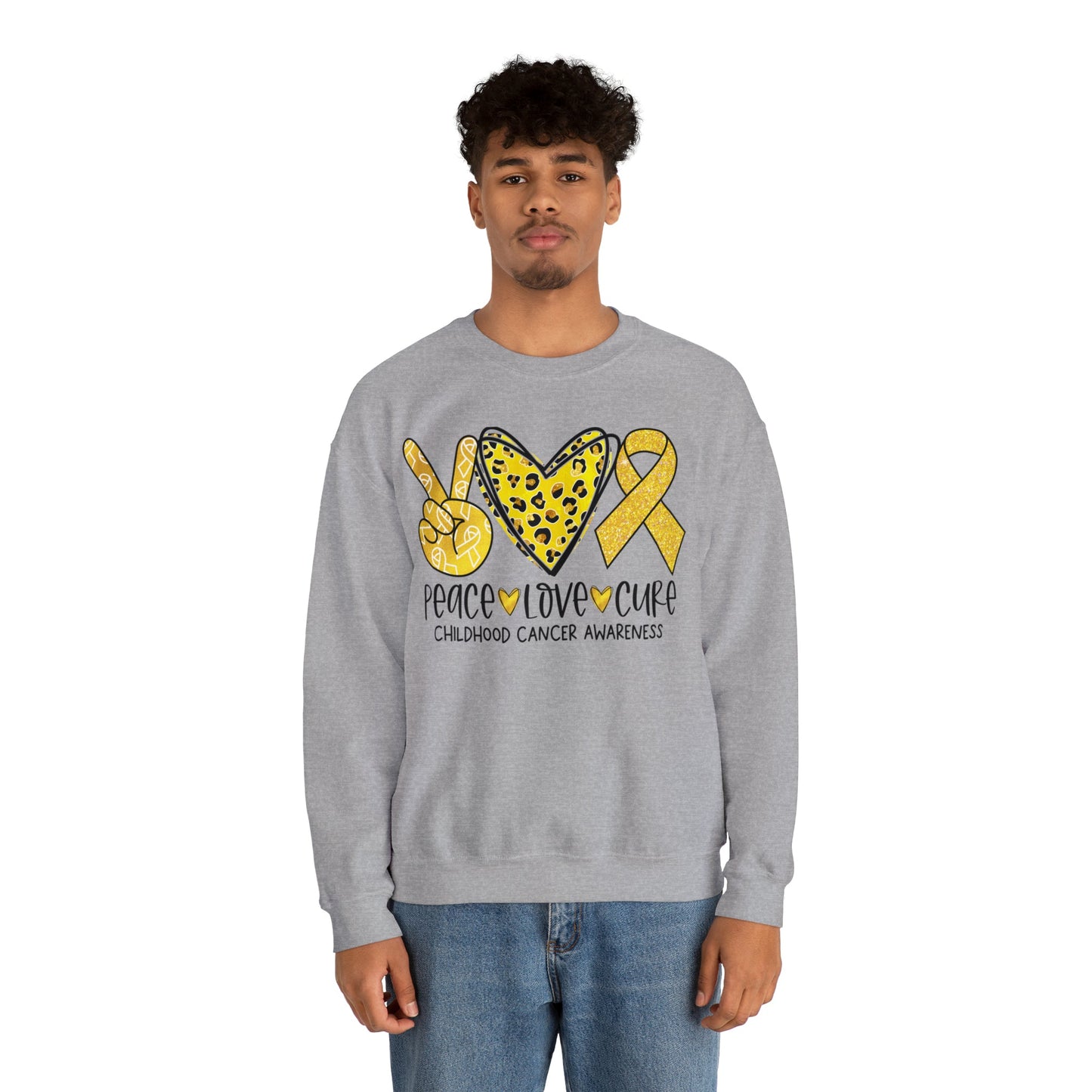 Peace Love Cure Childhood Cancer Heavy Blend™ Crewneck Sweatshirt