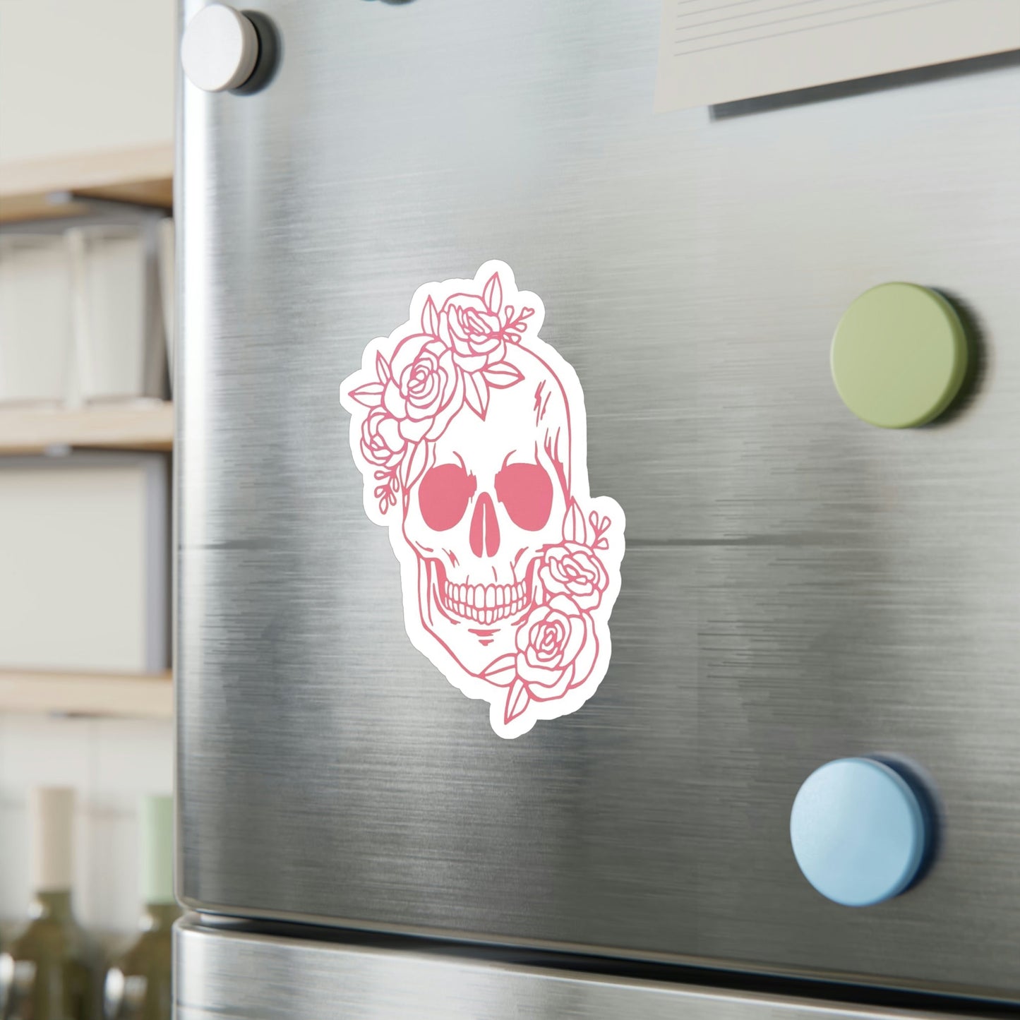 Pink Floral Skull Sticker