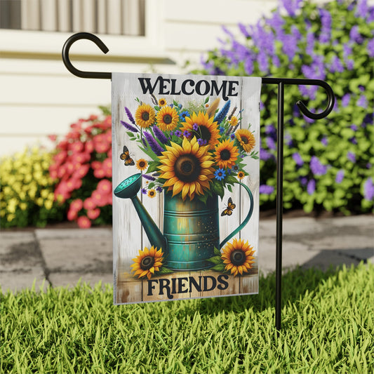 Welcome Friends Sunflowers Garden & House Banner