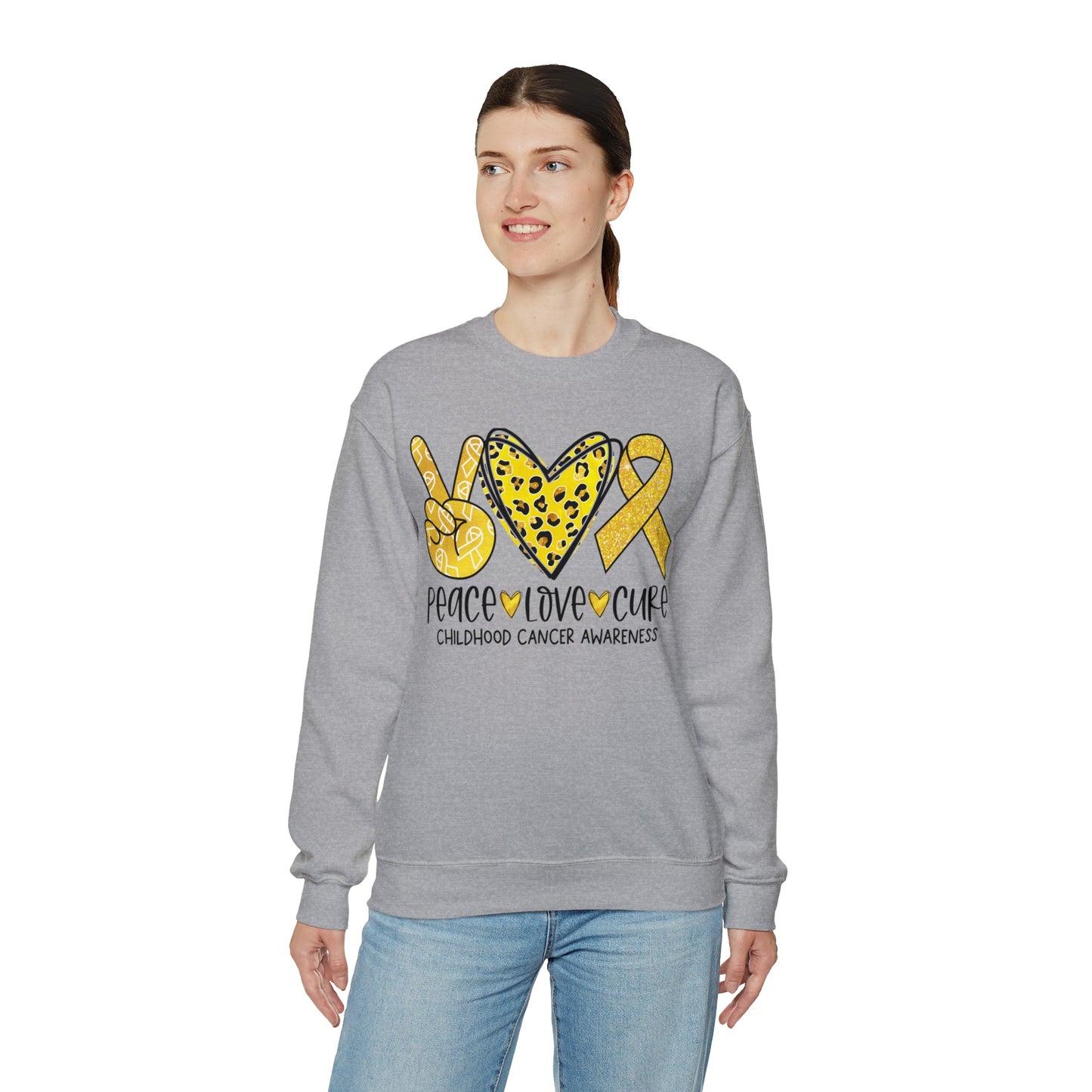 Peace Love Cure Childhood Cancer Heavy Blend™ Crewneck Sweatshirt