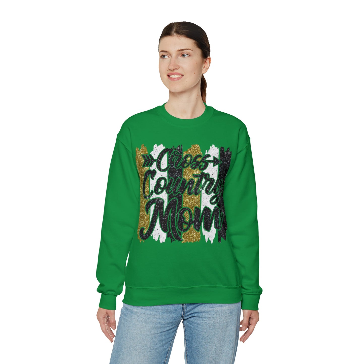 Glitter Cross Country Mom Heavy Blend™ Crewneck Sweatshirt