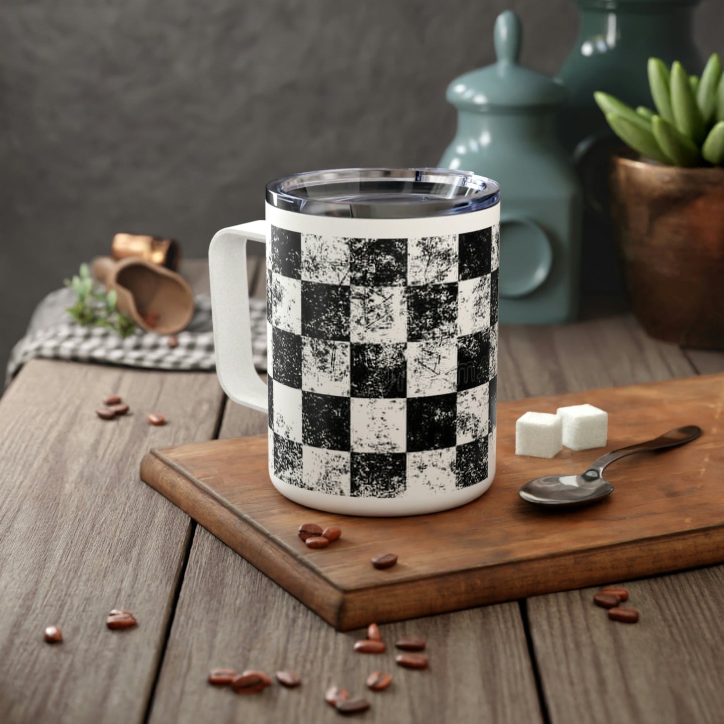 Checker Flag - Insulated Coffee Mug, 10oz