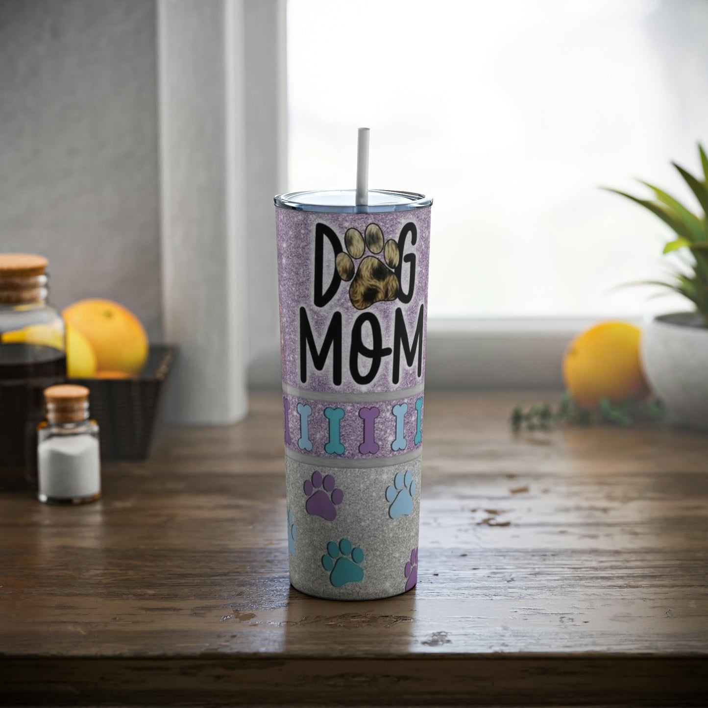 Dog Mom (Purple) Skinny Tumbler