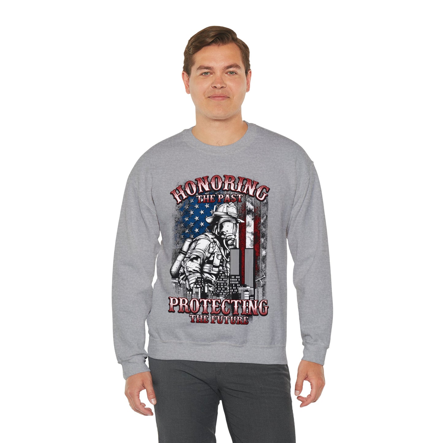 Firefighter Honoring and Protecting Heavy Blend™ Crewneck Sweatshirt