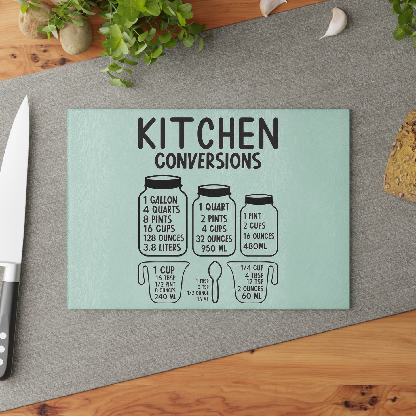 Kitchen Conversations Glass Cutting Board