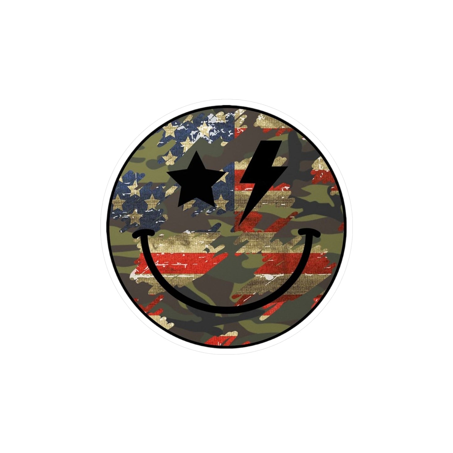 Camo and Flag Smile Sticker