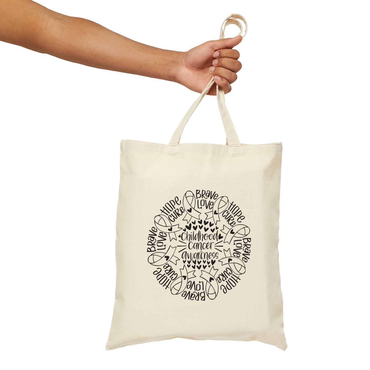 Childhood Cancer Awareness Mandala Cotton Canvas Tote Bag