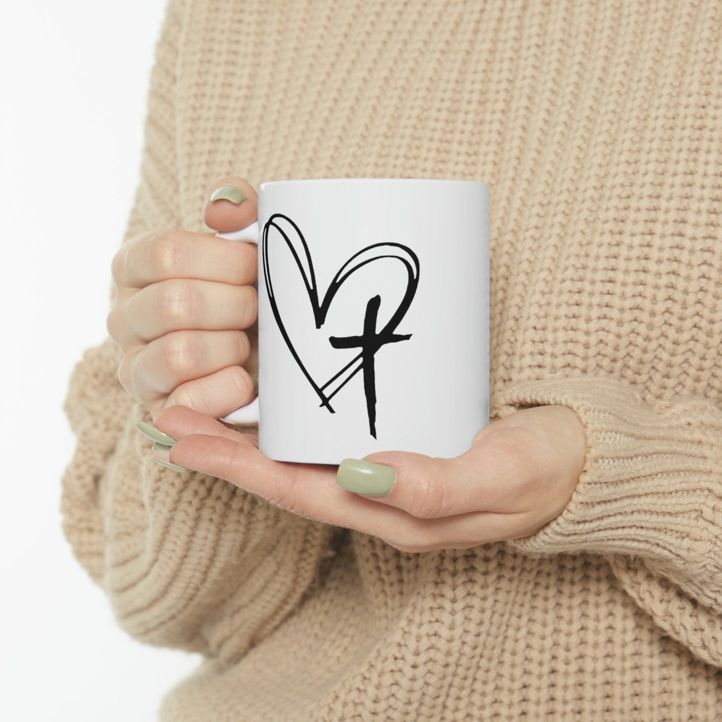 Heart Cross Ceramic Mug 11oz