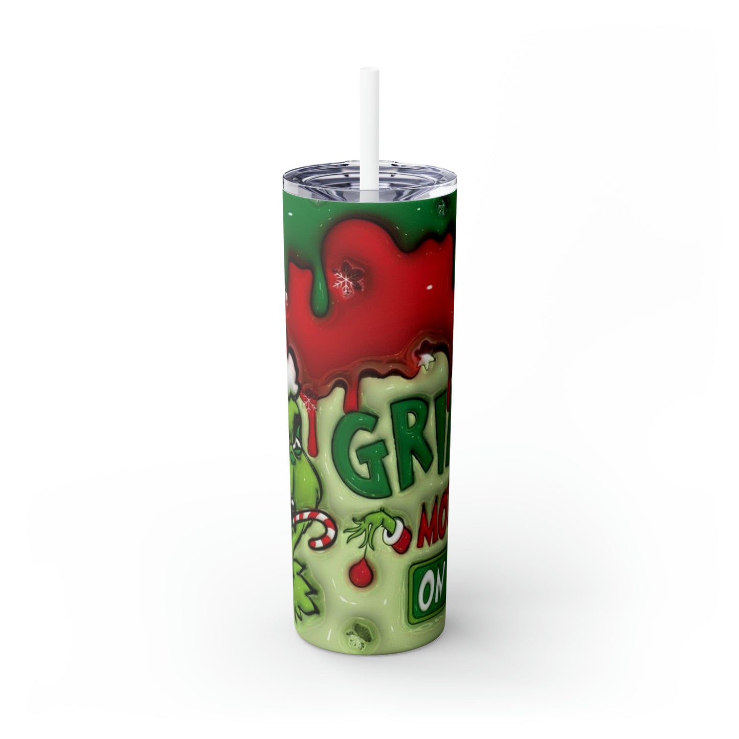 Inflated GReeN Mode On Skinny Tumbler with Straw, 20oz