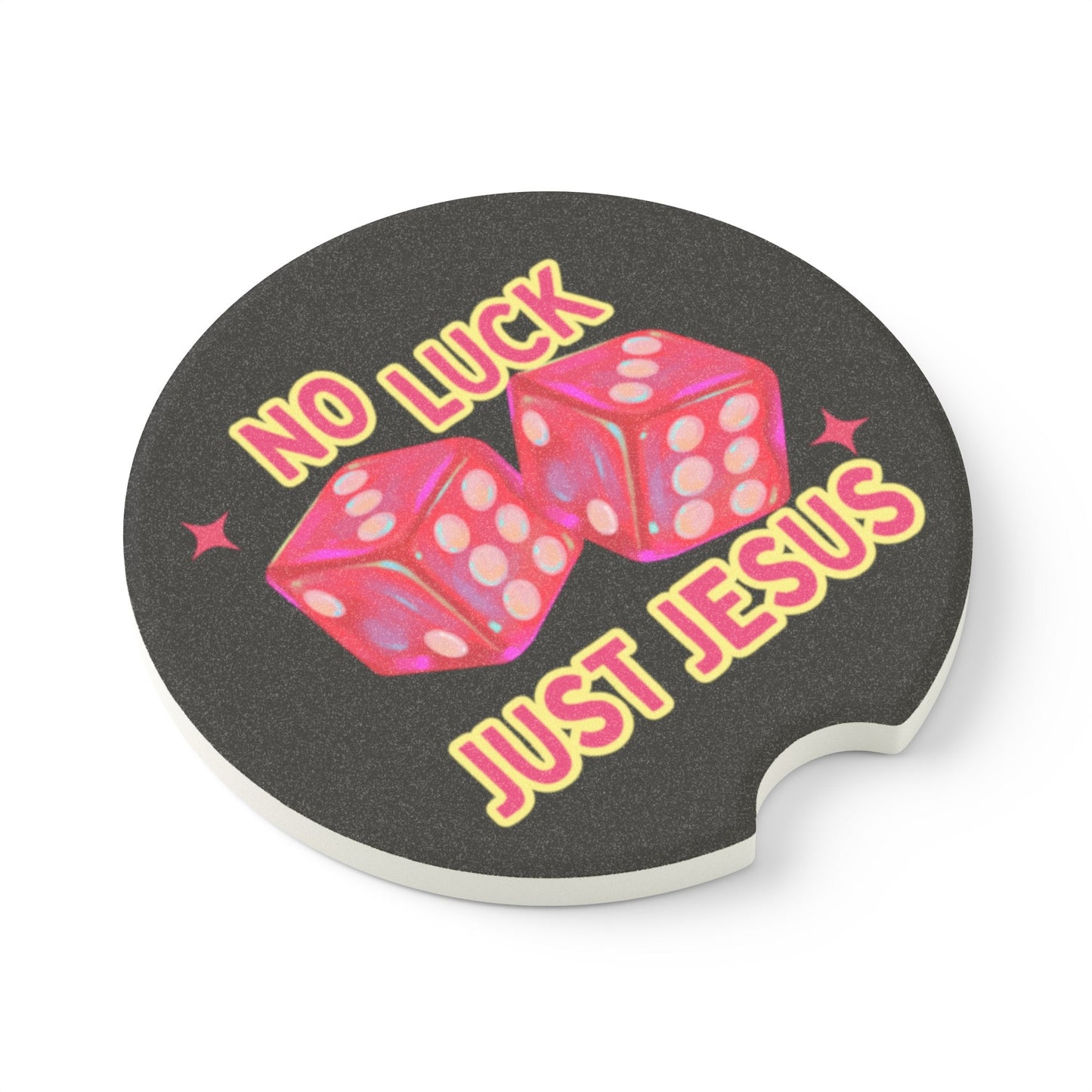 No Luck Just Jesus Soapstone Car Coaster