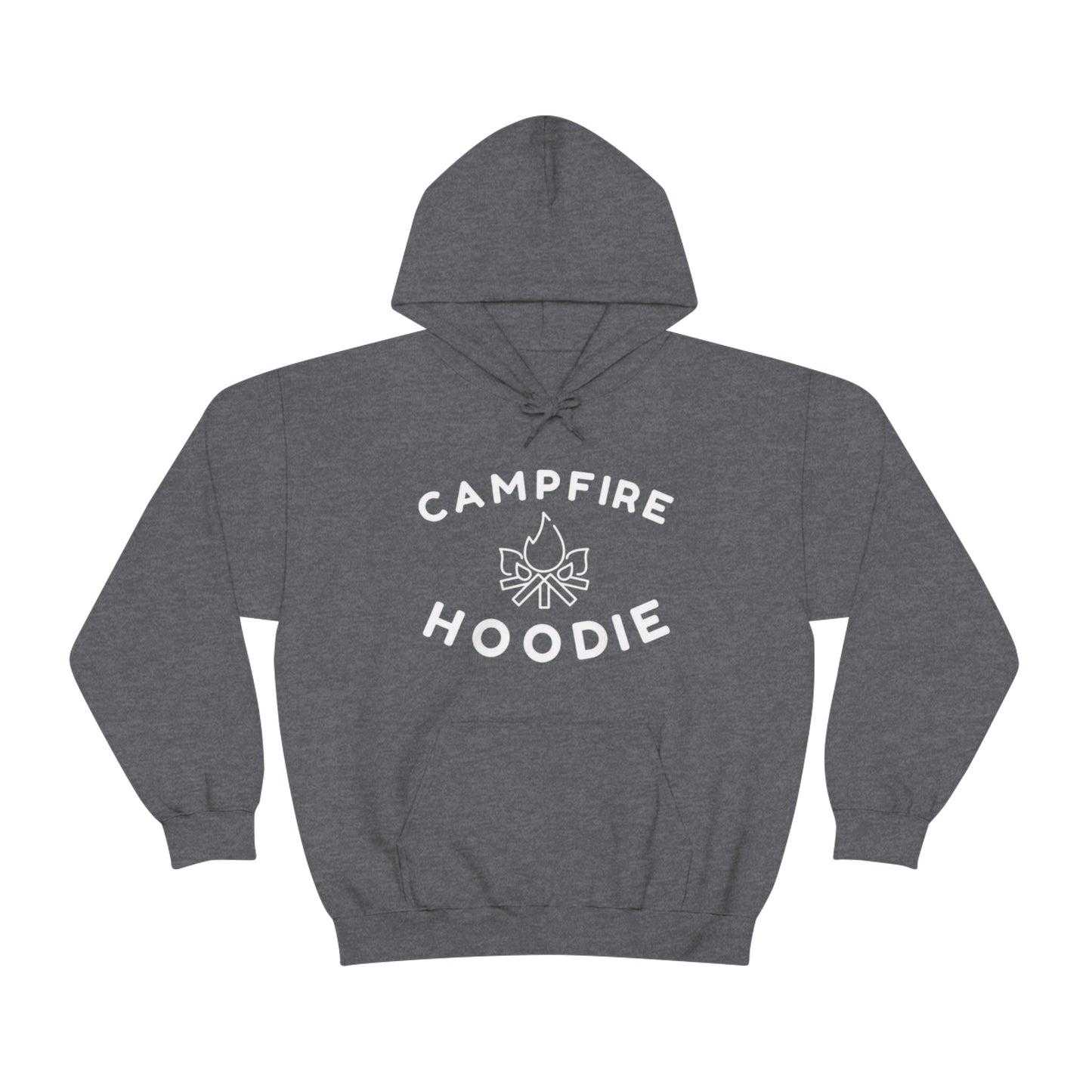 Campfire Hoodie White Print Heavy Blend™ Hooded Sweatshirt