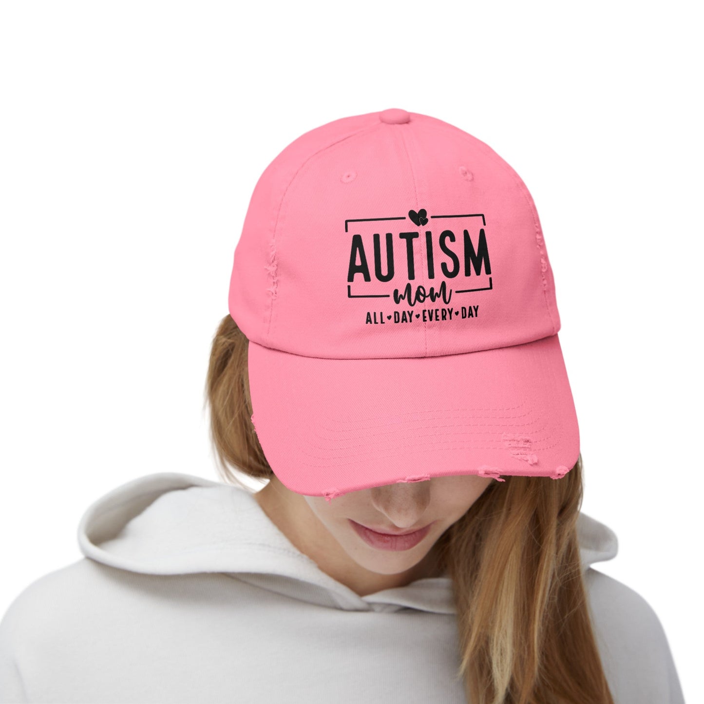 Autism Mom All Day Every Day Distressed Cap