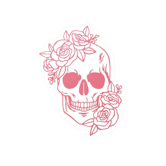 Pink Floral Skull Sticker