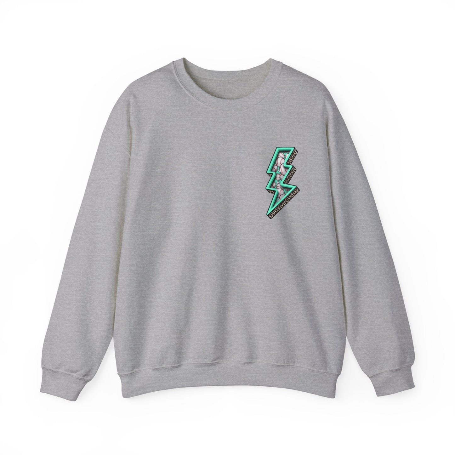 Teal Baseball MaMa Lightning Bolt F/B Heavy Blend™ Crewneck Sweatshirt