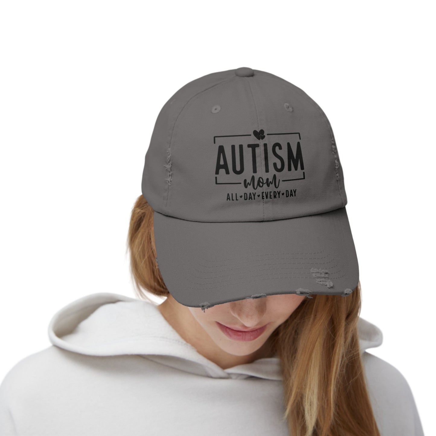 Autism Mom All Day Every Day Distressed Cap