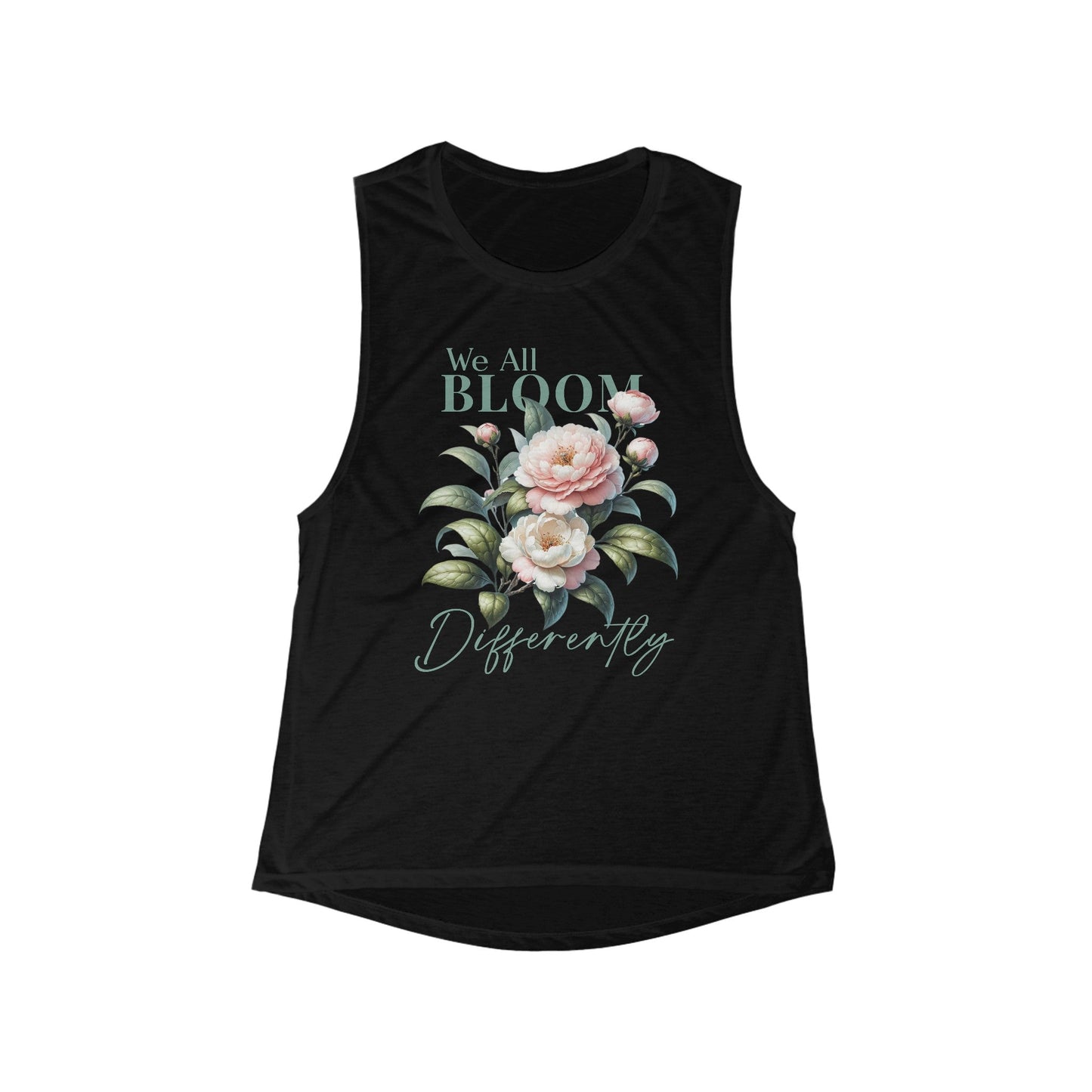 We All Bloom Differently Women's Flowy Scoop Muscle Tank