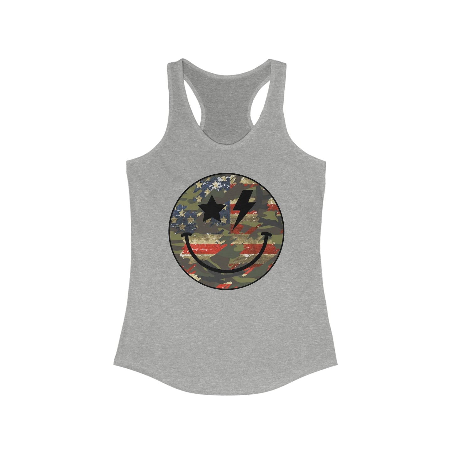 Camo and Flag Smile Racerback Tank