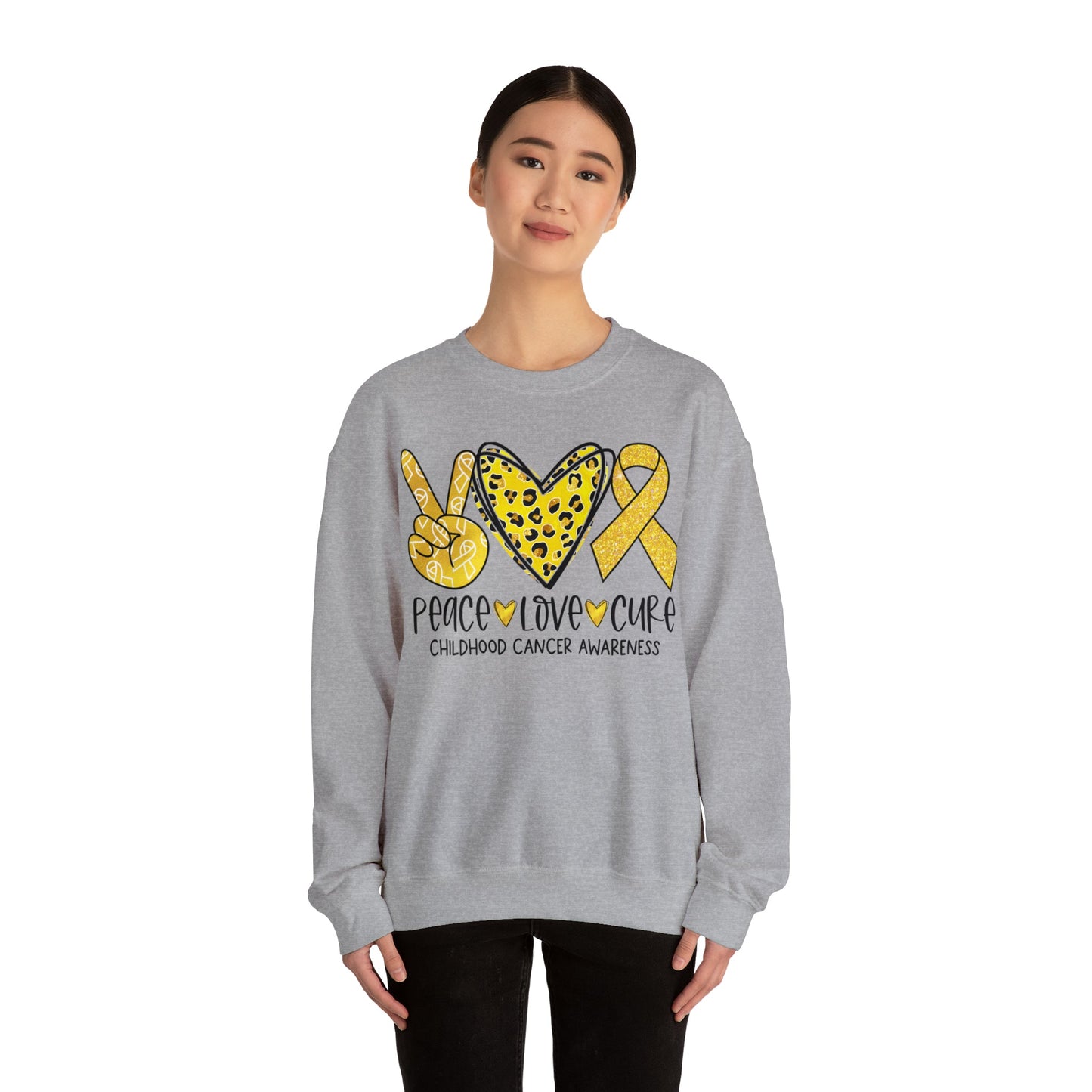 Peace Love Cure Childhood Cancer Heavy Blend™ Crewneck Sweatshirt