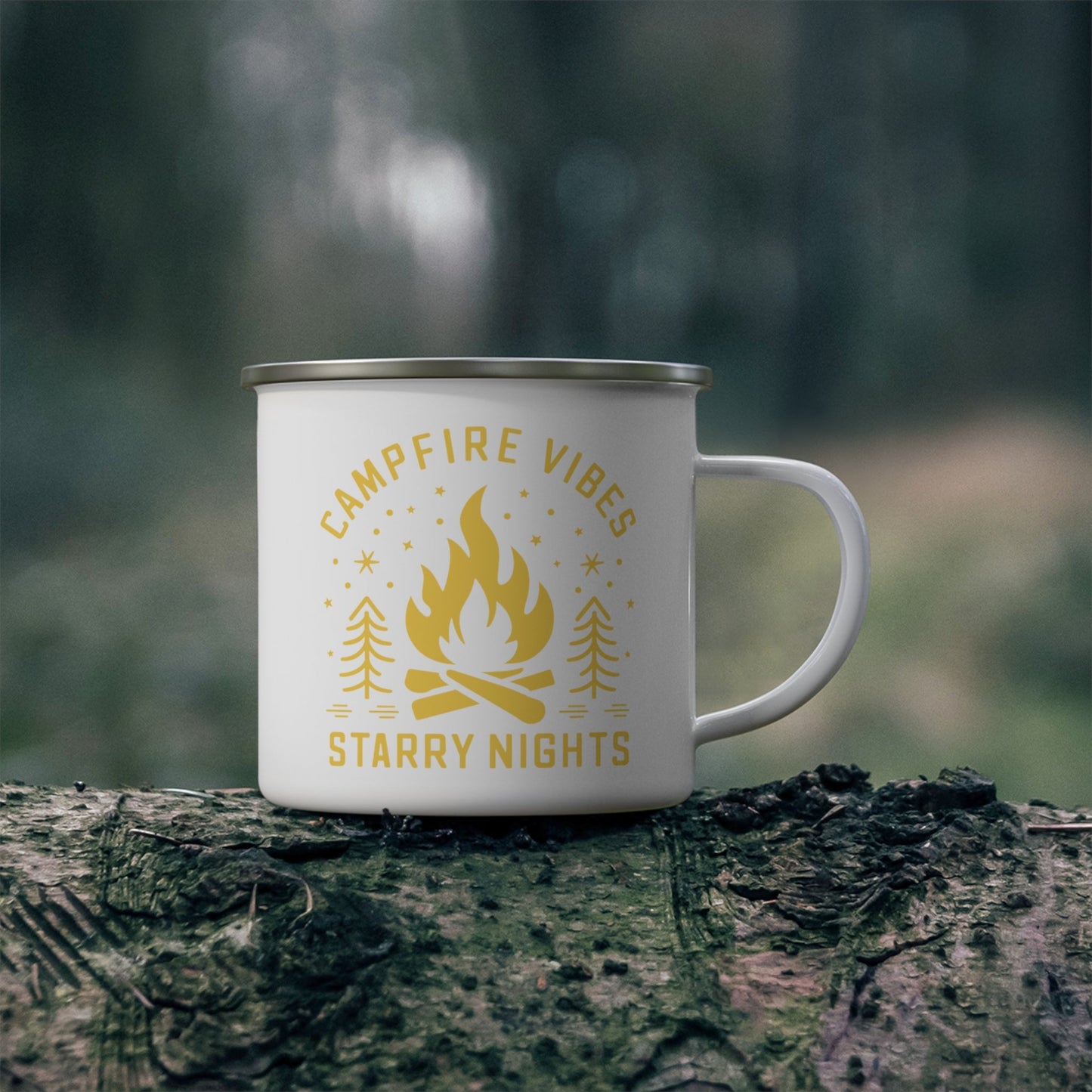 Campfire Vibes Starry Nights Enamel Camping Mug