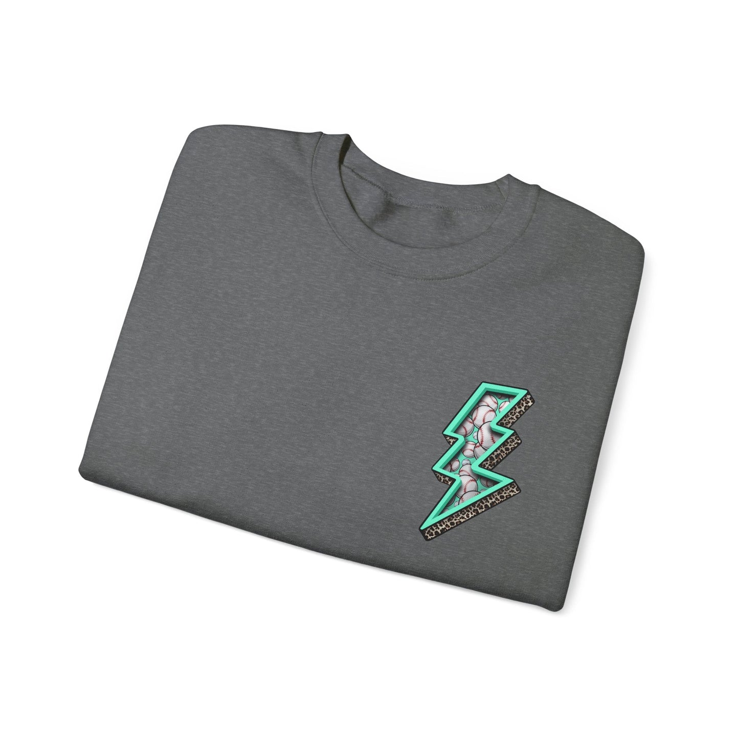 Teal Baseball MaMa Lightning Bolt F/B Heavy Blend™ Crewneck Sweatshirt