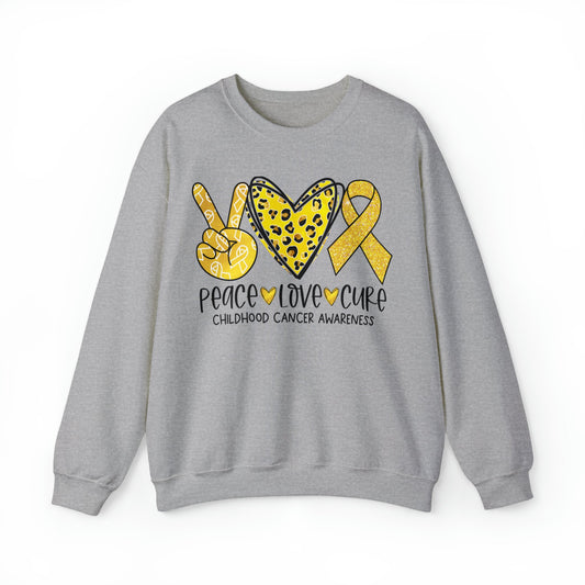 Peace Love Cure Childhood Cancer Heavy Blend™ Crewneck Sweatshirt