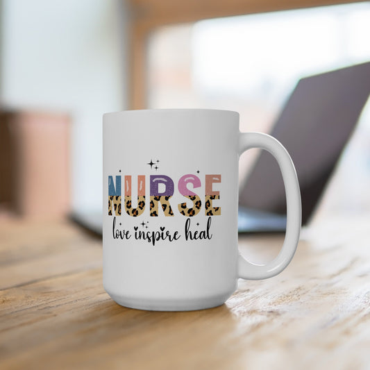 Nurse Love Inspire Heal Ceramic Mug, (11oz, 15oz)