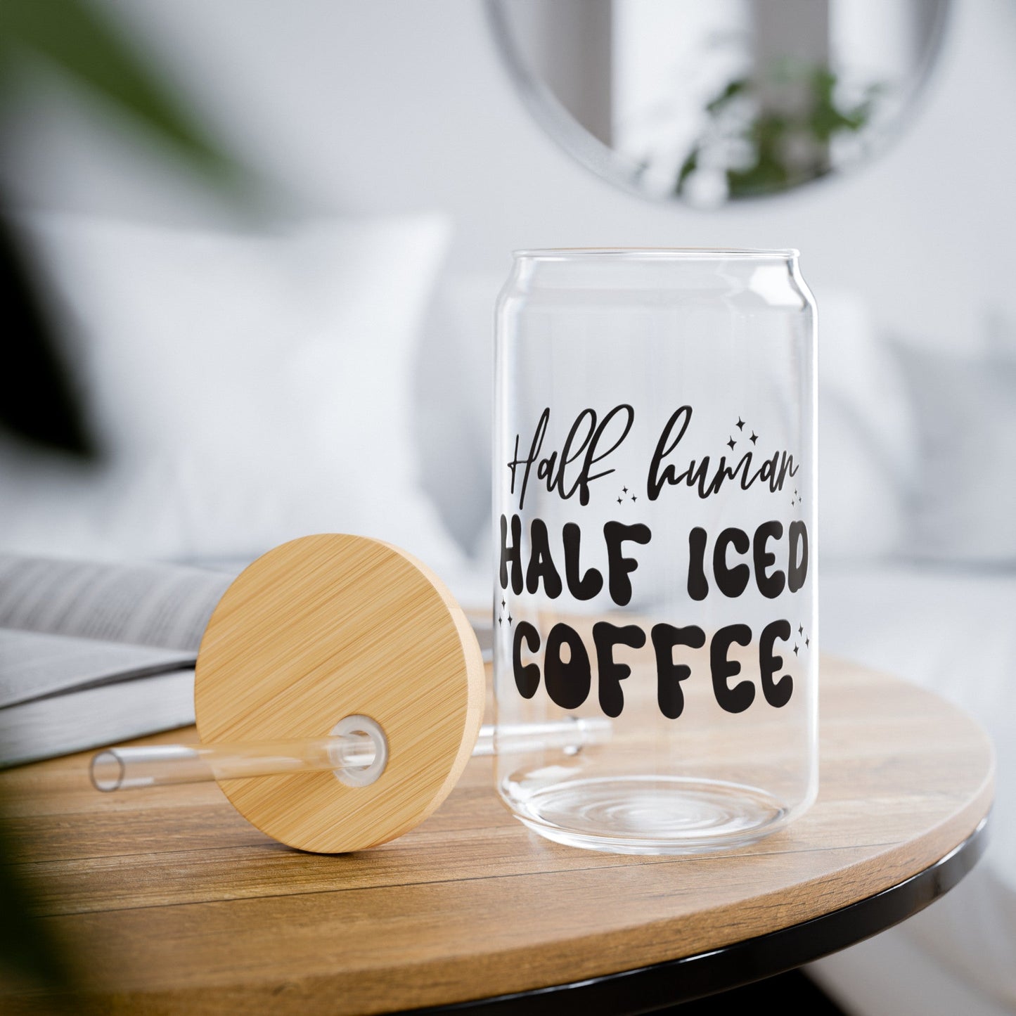 Half Human Half Iced Coffee Sipper Glass, 16oz