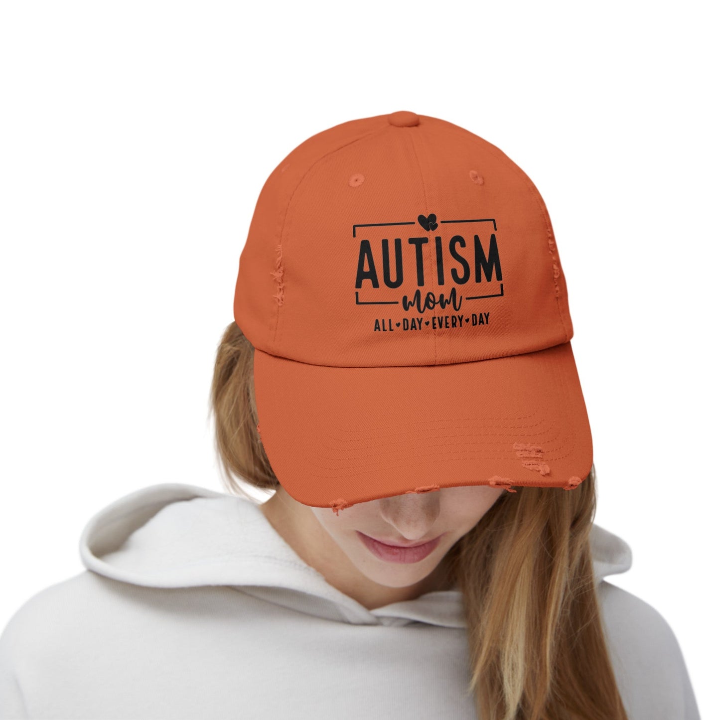 Autism Mom All Day Every Day Distressed Cap